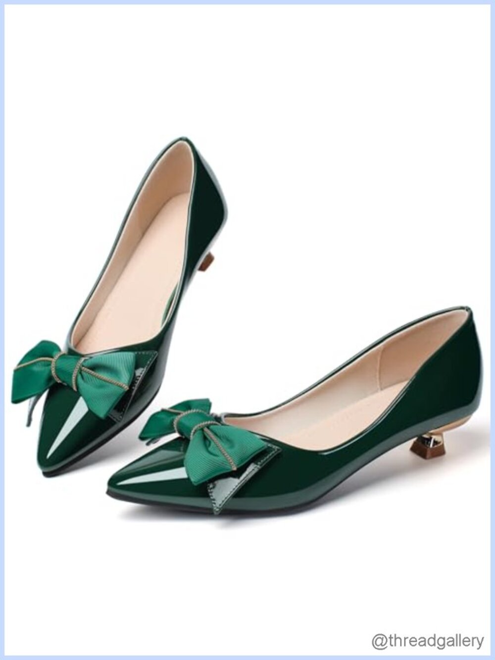 Women's Low Kitten Heel Pumps Pointed Toe Slip-On Dress Shoes